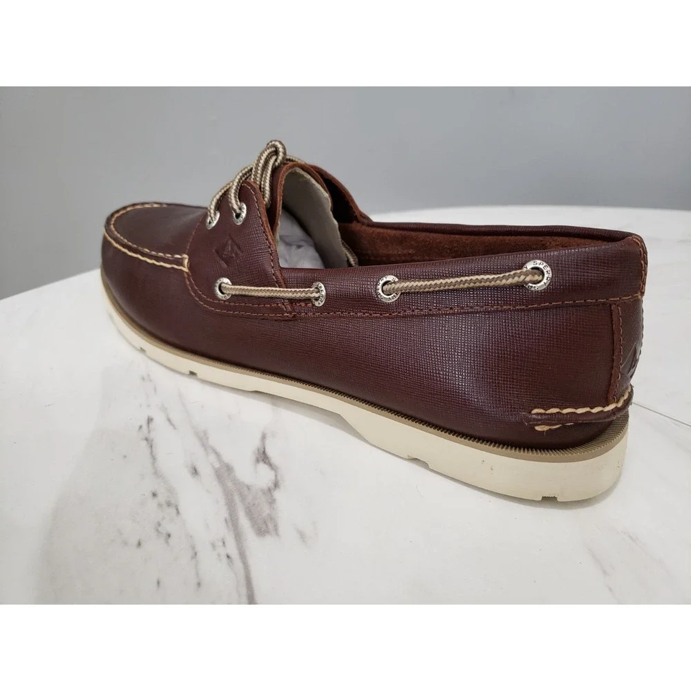 NEW 13 Sperry Top-Sider Mens Leeward STS15003 Brown Leather Slip On Boat Shoes
